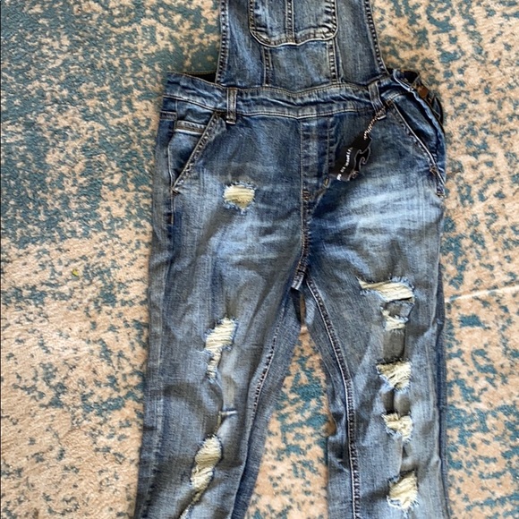 Medium Wash Skinny Overalls - Picture 2 of 4